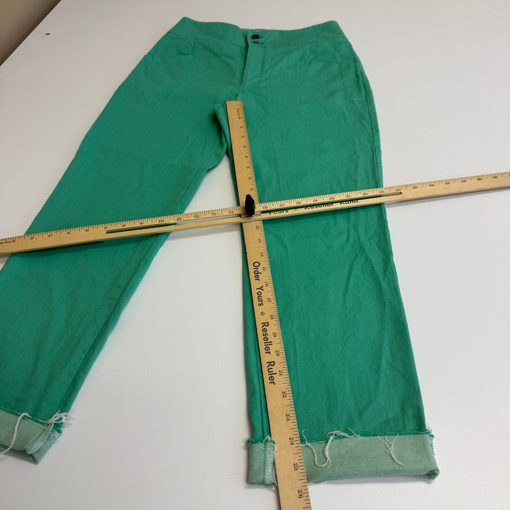 Koshka Mashka Paris Pants Womens 40 FR Green French Raw Hem Retro Straight Leg - Picture 9 of 9